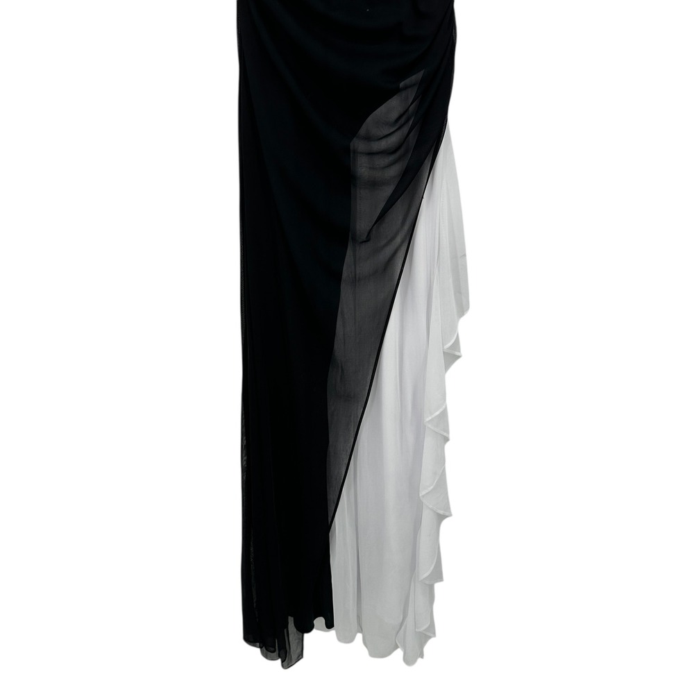 Blondie Nites Black White Gown Womens 13 Halter‎ Maxi Dress Rhinestone Y2K - Picture 3 of 12